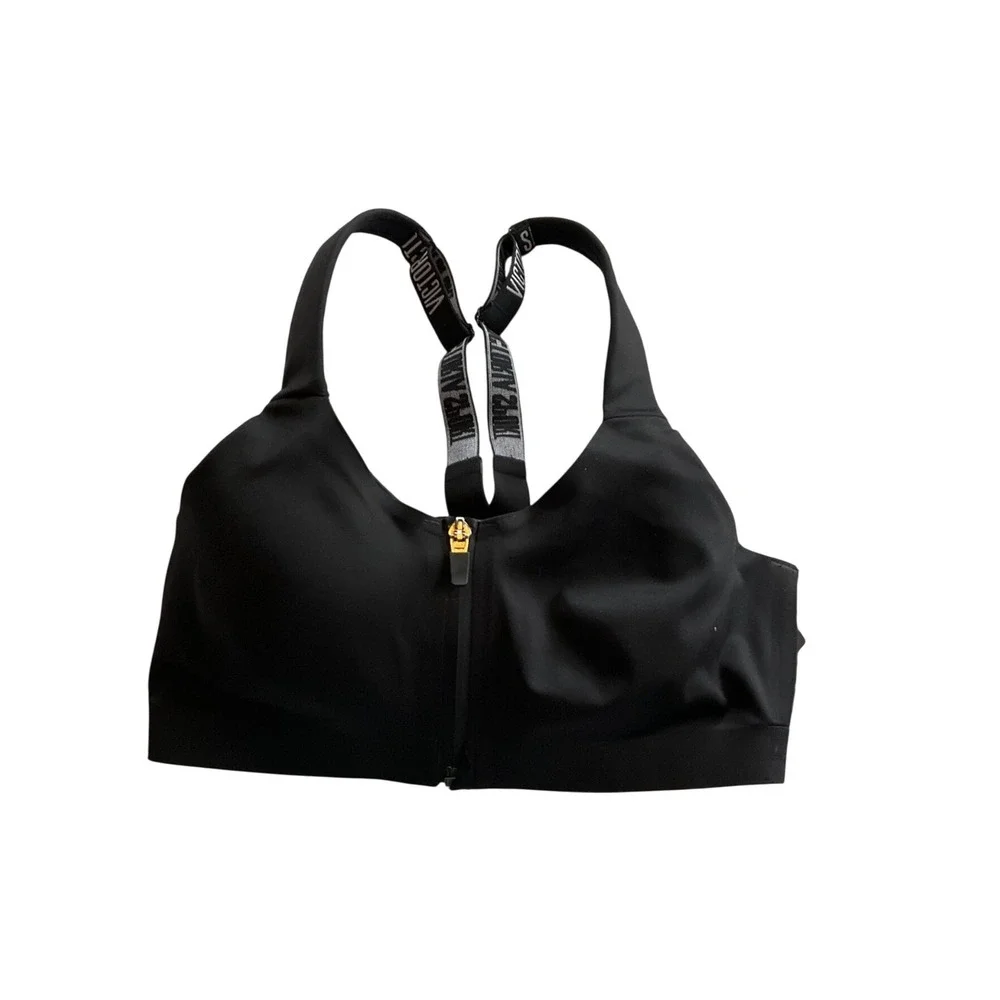 Victoria Sport Incredible Knockout Sports Bra 32D‎ Black Front Zip Max Support
